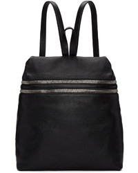 Kara Black Large Double Zip Leather Backpack