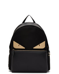 Fendi Black Leather Bag Bugs Backpack