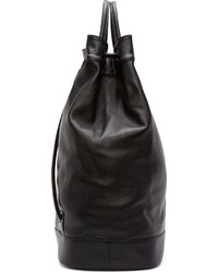 Juun.J Black Leather Drawstring Backpack