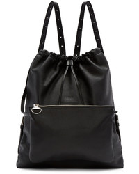 MM6 MAISON MARGIELA Black Leather Drawstring Backpack