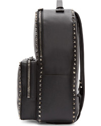 Valentino Black Leather Gunmetal Rockstud Backpack