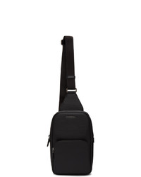 Ermenegildo Zegna Black Leather Messenger Bag