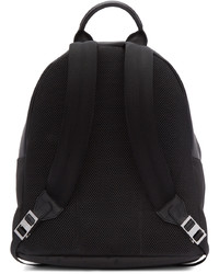 Fendi Black Leather Nylon Bag Bugs Backpack