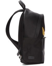 Fendi Black Leather Nylon Bag Bugs Backpack