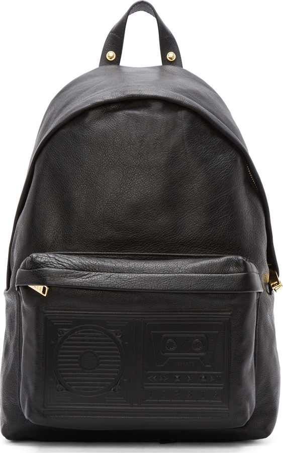 Versus Black Leather Tape Deck Embossed Backpack, $750, SSENSE