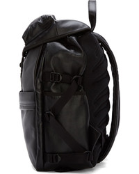 Alexander McQueen Black Leather Techno Clip Ribcage Backpack