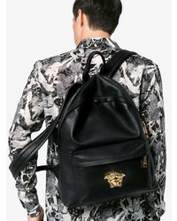 Versace Black Medusa Lead Leather Backpack