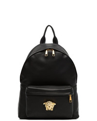 Versace Black Medusa Lead Leather Backpack