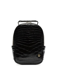 Stalvey Black Mini Crocodile Leather Backpack