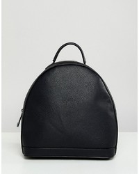 Street Level Black Minimal Zip Backpack Tumbled