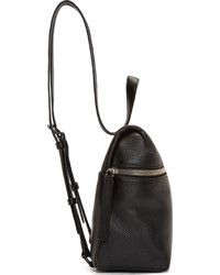 Kara Black Pebbled Leather Small Backpack