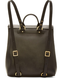 Sophie Hulme Black Smooth Grained Calf Leather Rucksack
