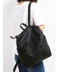 Black Vintage Buckle Pu Backpack