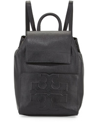 Tory Burch Bomb T Flap Leather Backpack Black