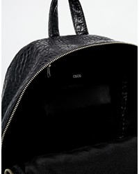 Asos Brand Backpack In Black Faux Leather