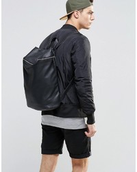 Asos Brand Leather Zip Top Backpack
