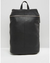 Asos Brand Leather Zip Top Backpack