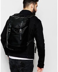 Asos Brand Smart Backpack In Black Faux Leather