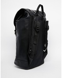 Asos Brand Smart Backpack In Black Faux Leather