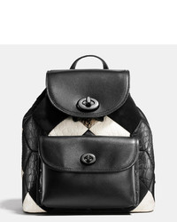 Coach Canyon Quilt Mini Turnlock Rucksack In Exotic Embossed Leather