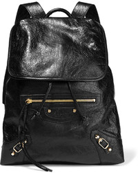 Balenciaga Classic Traveller Textured Leather Backpack Black