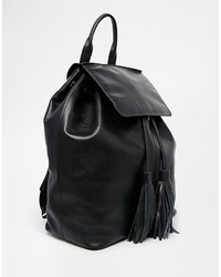Asos Collection Leather Backpack With Oversized Tassel