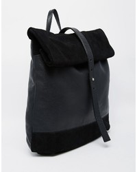 Asos Collection Suede And Leather Roll Top Backpack