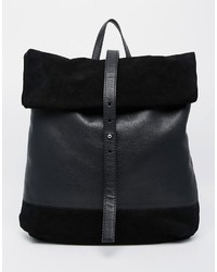 Asos Collection Suede And Leather Roll Top Backpack