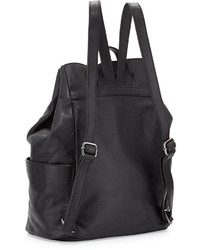 Kooba Connor Leather Drawstring Sling Backpack Black