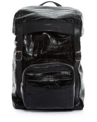 Saint Laurent Crocodile Effect Leather Backpack