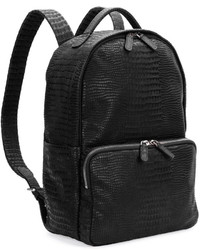Giorgio Armani Crocodile Embossed Leather Backpack Black