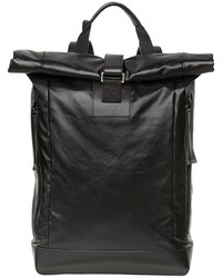 Diesel Black Gold Leather Effect Techno Canvas Back Pack