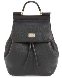 Dolce & Gabbana Dolcegabbana Mini Miss Sicily Leather Backpack Black