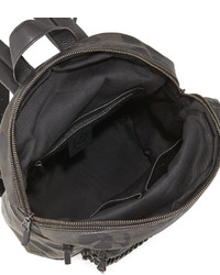Ash Domino Chain Small Leather Backpack Black Camo