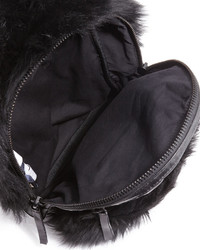 Marc by Marc Jacobs Domo Fur Trim Leather Biker Backpack Black