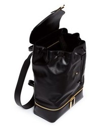 Alexander McQueen Drawstring Top Flap Leather Backpack