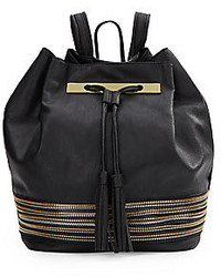 Saks Fifth Avenue Drea Zip Trimmed Faux Leather Backpack