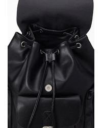 Forever 21 Faux Leather Buckled Backpack