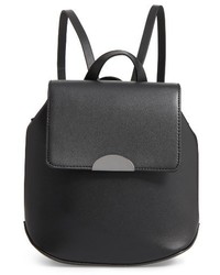 Faux Leather Mini Backpack Black