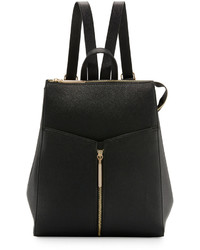 Neiman Marcus Faux Leather Zip Top Backpack Black