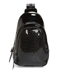 Violet Ray New York Faux Textured Patent Leather Convertible Backpack