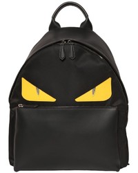 Fendi Monster Leather Patched Nylon Backpack