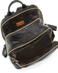 MCM Flat Basic Leather Backpack Black