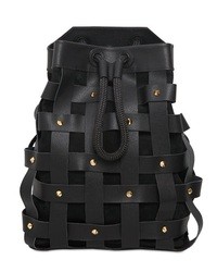 Jules Woven Leather Backpack With Studs