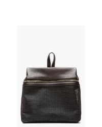 Kara Black Pebbled Leather And Doubled Mesh Backpack