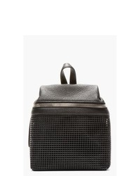 Kara Black Pebbled Leather And Doubled Mesh Small Backpack