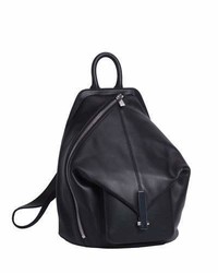 Koenji Leather Asymmetric Backpack Black