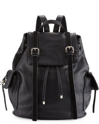 French Connection Kyle Faux Leather Flap Backpack Black