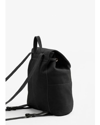 Mango Lapel Leather Backpack