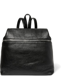 Kara Large Textured Leather Backpack Black